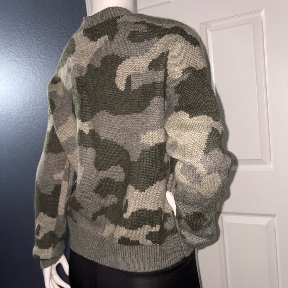 Lucky Brand Camouflage Cardigan Sweater Small Green Button Up Soft Wool Blend - Picture 5 of 12
